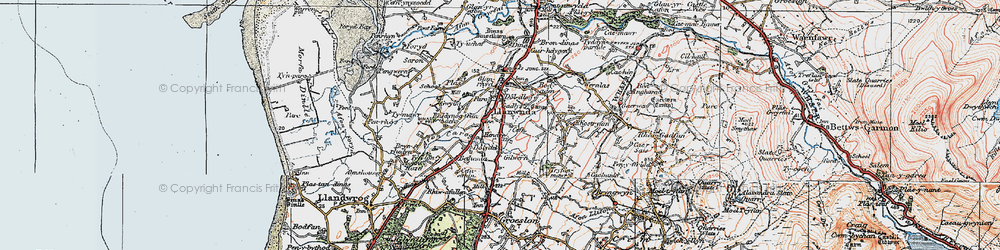 Old map of Dolydd in 1922