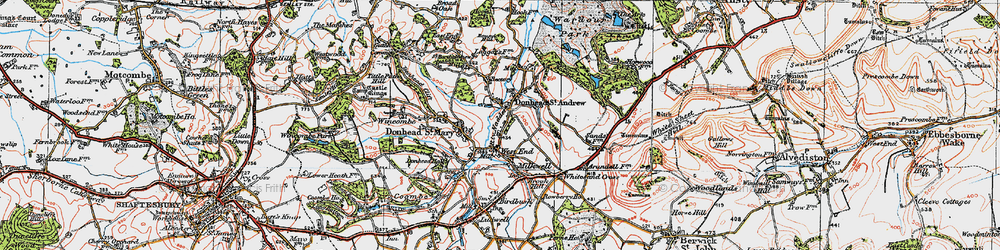 Old map of Donhead St Andrew in 1919