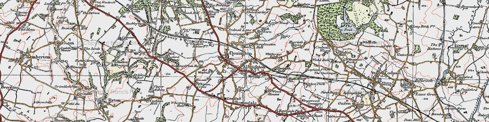 Old map of Donington in 1921