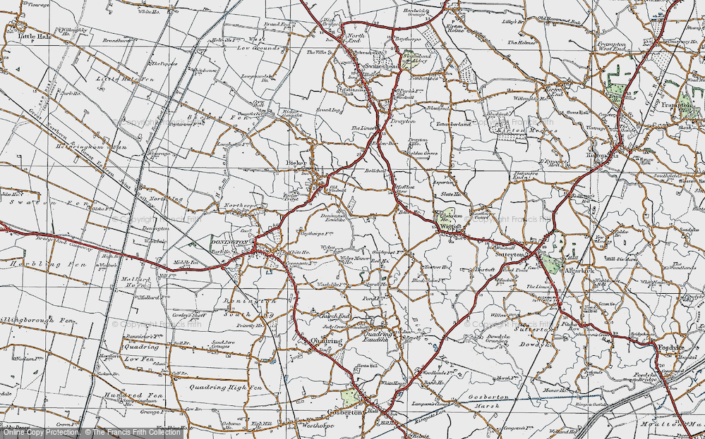 Old Map of Donington Eaudike, 1922 in 1922