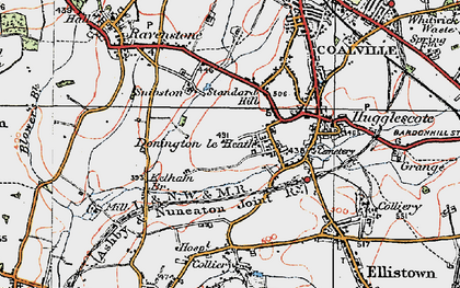 Old map of Donington le Heath in 1921