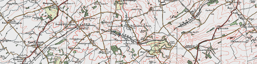 Old map of Donington on Bain in 1923