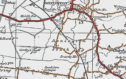 Old map of Donington South Ing in 1922