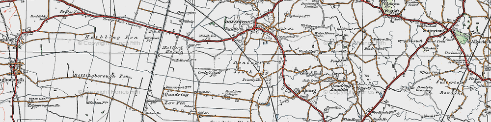 Old map of Donington South Ing in 1922