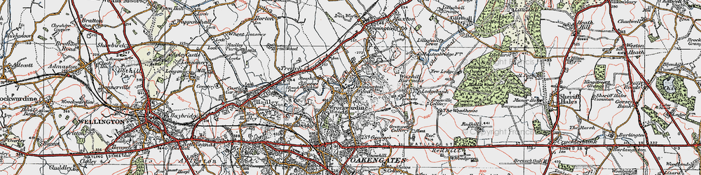 Old map of Donnington Wood in 1921