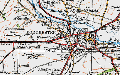 Old map of Dorchester in 1919