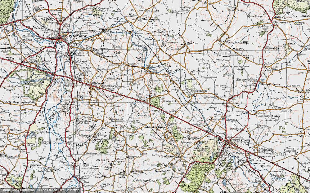 Old Map of Dordon, 1921 in 1921