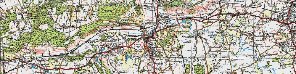 Old map of Dorking in 1920