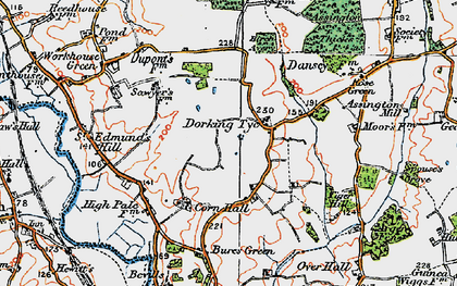 Old map of Dorking Tye in 1921