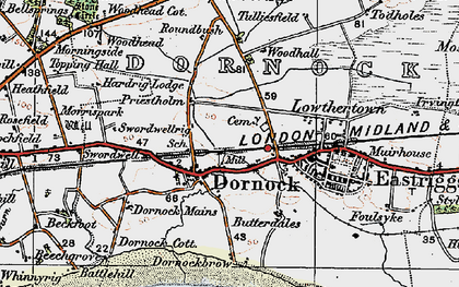 Old map of Woodhall in 1925
