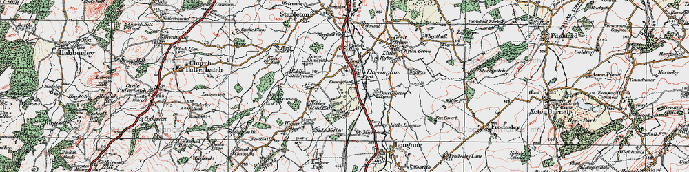 Old map of Dorrington in 1921
