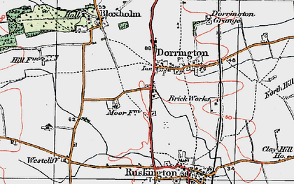 Old map of Brauncewell Village in 1922