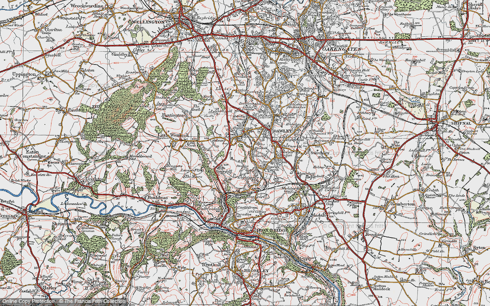 Old Map of Doseley, 1921 in 1921