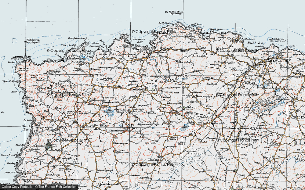Old Map of Historic Map covering Bodelwyn in 1922