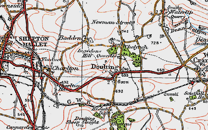 Old map of Doulting in 1919