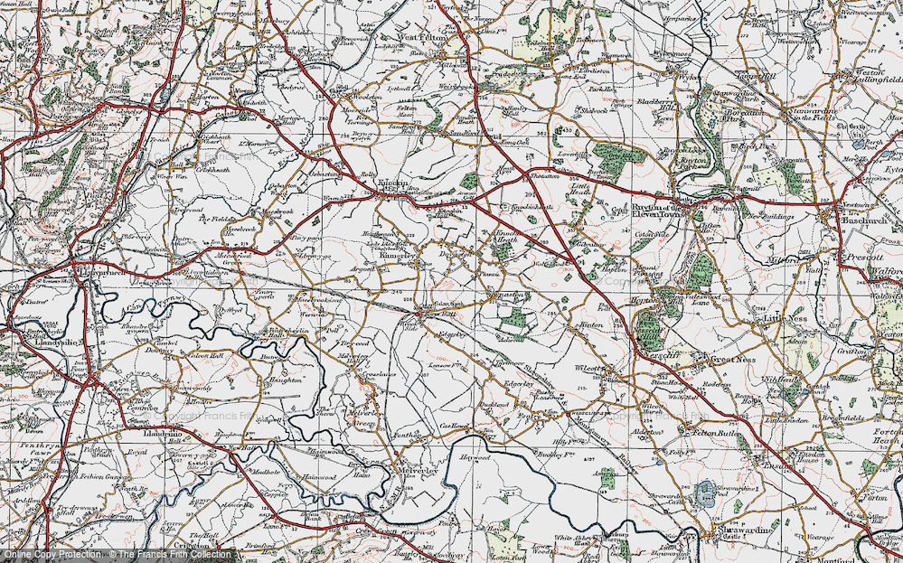 Old Map of Dovaston, 1921 in 1921
