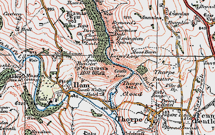 Old map of Tissington Spires in 1921
