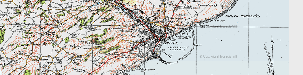 Old map of Dover in 1920