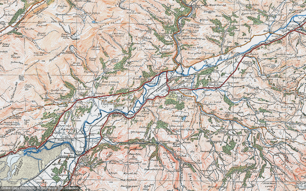 Old Map of Historic Map covering Bron-yr-aur in 1921