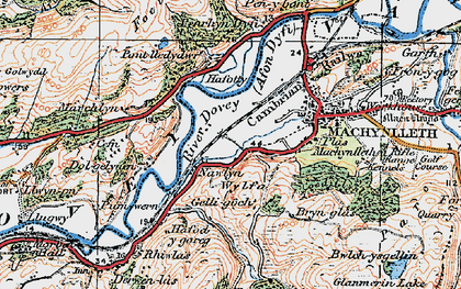 Old map of Dovey Valley in 1921