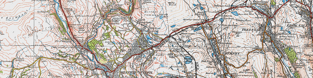 Old map of Dowlais Top in 1923