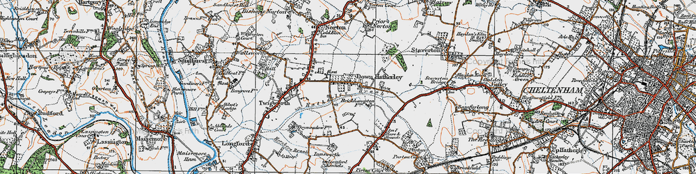 Old map of Down Hatherley in 1919