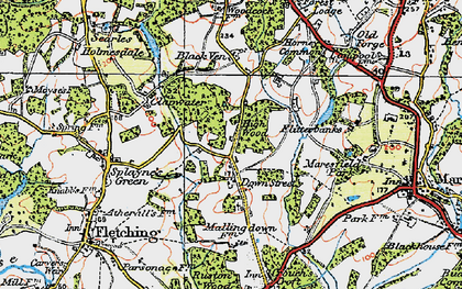 Old map of Down Street in 1920