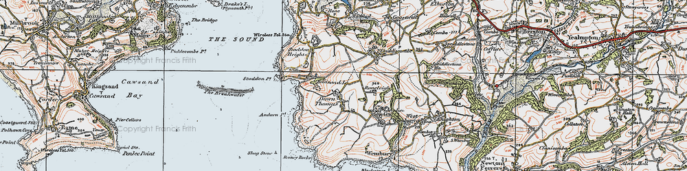 Old map of Down Thomas in 1919
