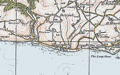 Old map of Downderry in 1919