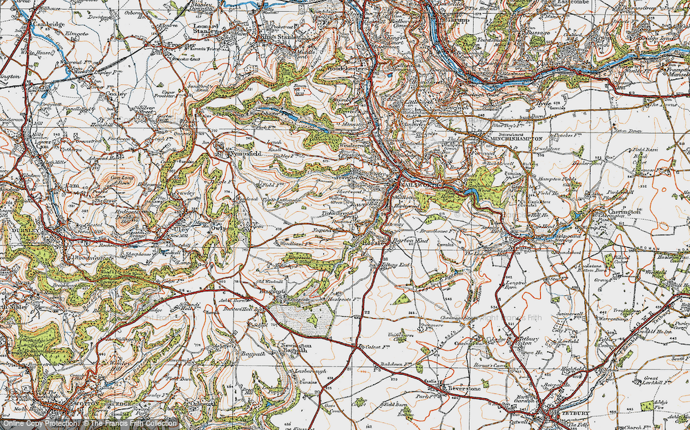 Old Map of Historic Map covering Bowlas Wood in 1919