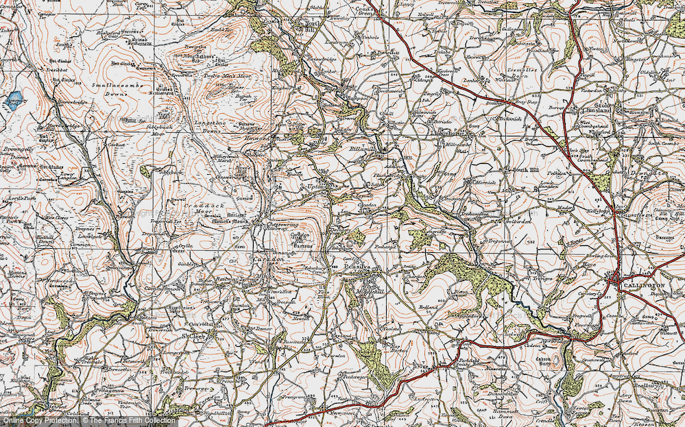 Old Map of Historic Map covering Ley in 1919