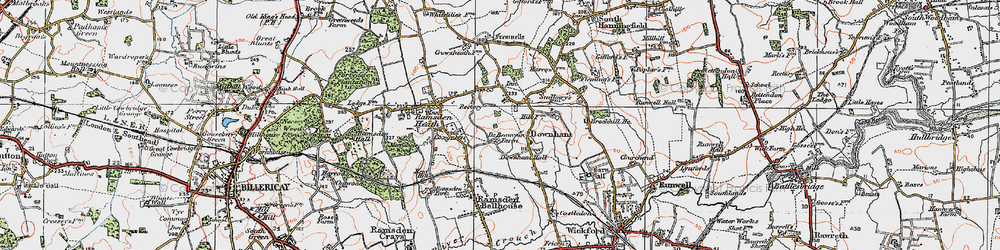 Old map of Downham in 1921