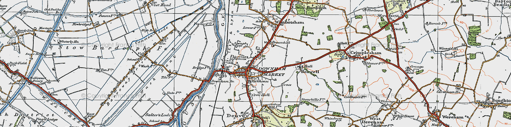 Old map of Downham Market in 1922