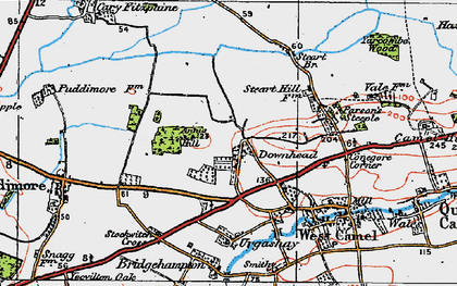 Old map of Downhead in 1919