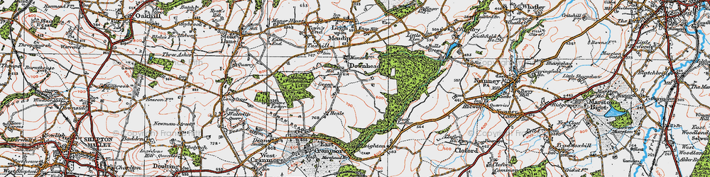 Old map of Downhead in 1919