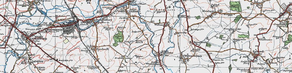 Old map of Willen Park in 1919