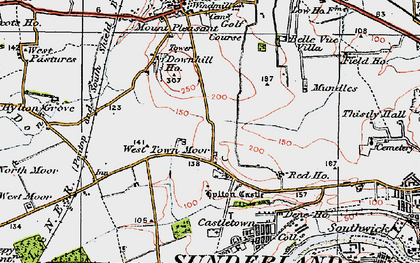Old map of Downhill in 1925