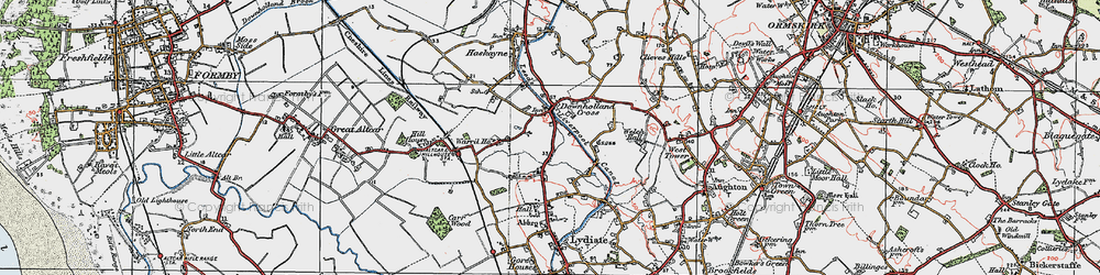 Old map of Downholland Cross in 1923