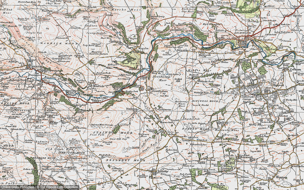 Old Map of Downholme, 1925 in 1925