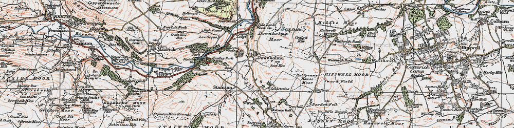 Old map of Downholme in 1925