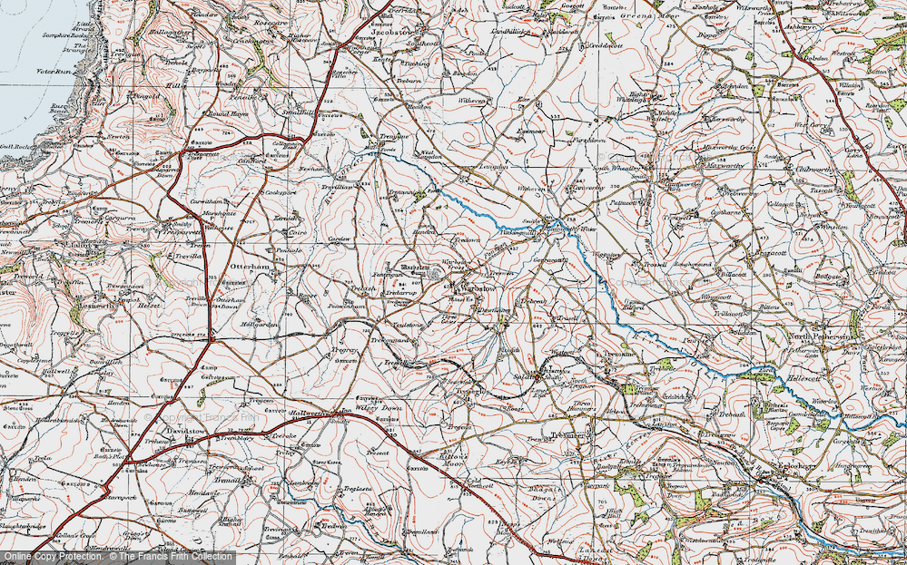 Old Map of Historic Map covering Warbstow Bury in 1919