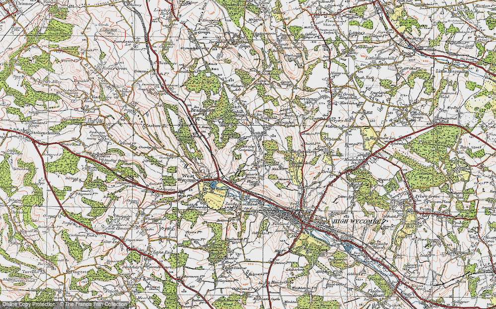 Old Map of Downley, 1919 in 1919