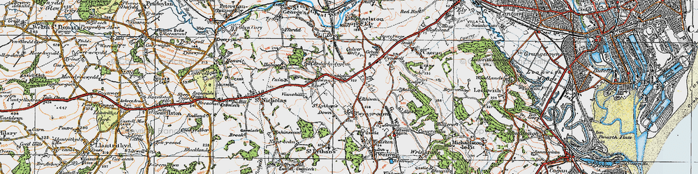 Old map of Downs in 1919