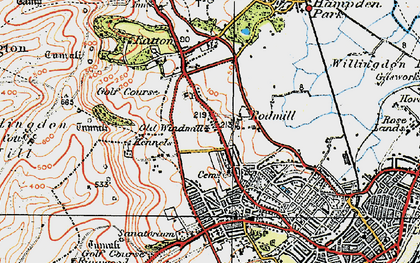 Old map of Downside in 1920