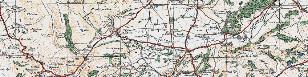 Old map of Four Stones in 1920