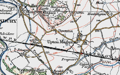 Old map of Haughmond Hill in 1921