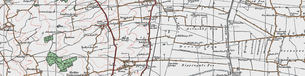 Old map of Dowsby in 1922
