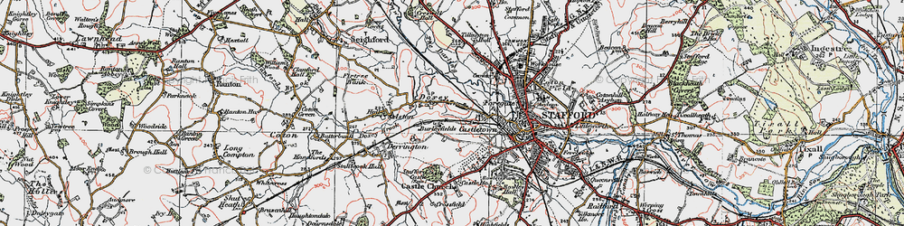 Old map of Doxey in 1921
