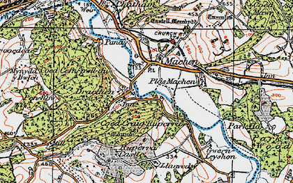Old map of Draethen in 1919