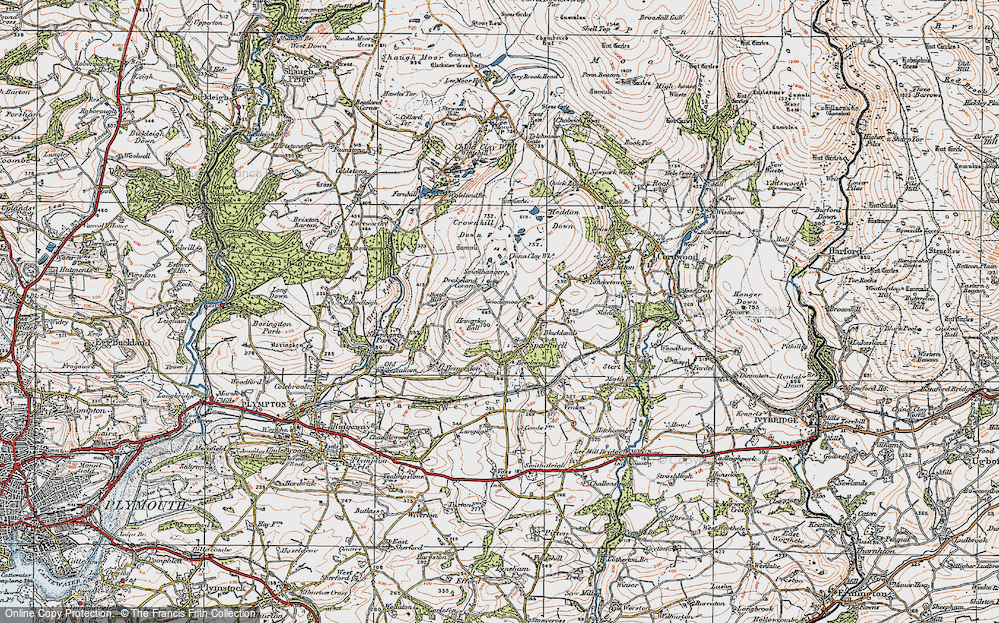 Old Map of Drakeland Corner, 1919 in 1919